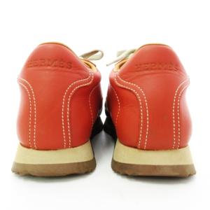 HERMES クイックスニーカー レザーシューズ Hロゴ 37 赤