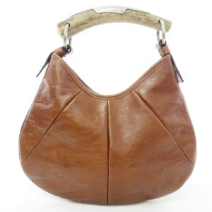 YVES SAINT LAURENT rive gauche 104938-1705 ヴィンテージ モンバサ ハンドバッグ レザー ブラウン