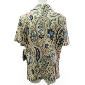 Leilian エトロ地 タグ付 ポロシャツ Tシャツ カットソー 半袖 ペイズリー柄 総柄 コットン マルチカラー 13 約L相当 IBO27