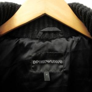 EMPORIO ARMANI ダウンジャケット ダウンコート スタンドカラー ナイロン 切替 リブ コンビネーション ブラック