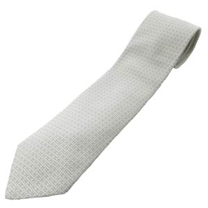 H柄 ジャガード ネクタイ ビジネス 総柄 フランス製 シルク ホワイト グレー 1024 IBO27