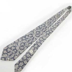 CHANEL ネクタイ ココマーク カメリア 花柄 シルク ホワイト ネイビー