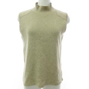 肩レザー切替 ノースリーブ ニット カットソー ハイネック 国内正規 ストレッチ有 ベージュ XS 1013 IBO27