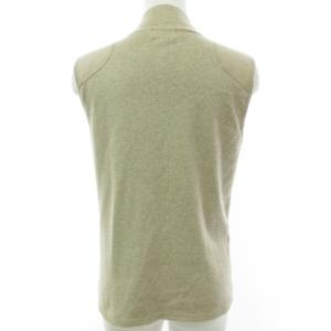 POLO RALPH LAUREN 肩レザー切替 ノースリーブ ニット カットソー ハイネック 国内正規 ストレッチ有 ベージュ XS 1013 IBO27