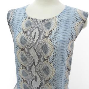 Ermanno Scervino パイソン柄 転写プリント ワンピース ノースリーブ イタリア製 水色 グレー 黒 38 約M 1003 IBO27