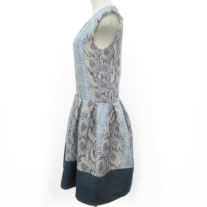 Ermanno Scervino パイソン柄 転写プリント ワンピース ノースリーブ イタリア製 水色 グレー 黒 38 約M 1003 IBO27