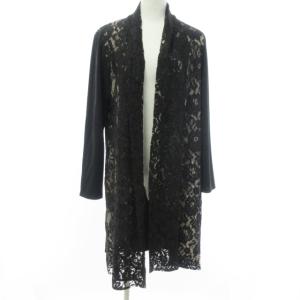 カーディガン ロング丈 レース切替 ブラック系 黒 36 約S相当 IBO27 1008