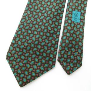 CHANEL ネクタイ 宝石柄 ジュエリー柄 総柄 イタリア製 シルク ビジネス 黒 グリーン 赤 1007 IBO27
