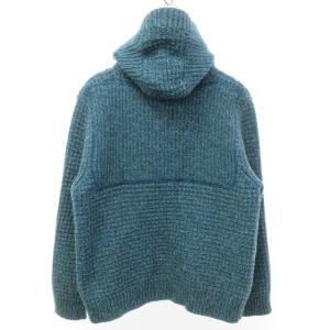 Bark ニットジャケット コート ウール フード付き スタンドカラー ブルー系 水色 L IBO27 1011
