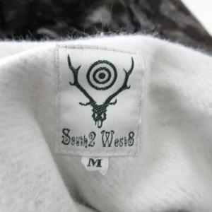 South2 West8 美品 クラシック フーディー パーカー スウェット 長袖 総柄 迷彩柄 カモフラ柄 カモフラージュ柄 グレー系 灰 M JO848