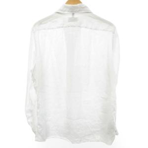 LUIGI BORRELLI LUXURY VINTAGE 美品 リネンシャツ 長袖 カッタウェイ ホリゾンタルカラー ホワイト 白 L 1016
