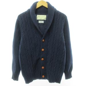 カーディガン ケーブルニット セーター ウール くるみボタン ネイビー 紺 S 1018