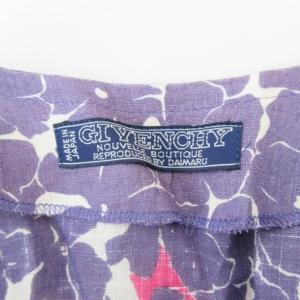 GIVENCHY ヴィンテージ カシュクール ワンピース ドレス ロング丈 花柄 総柄 リネン パープル系 紫 10 約M相当 TH 1211