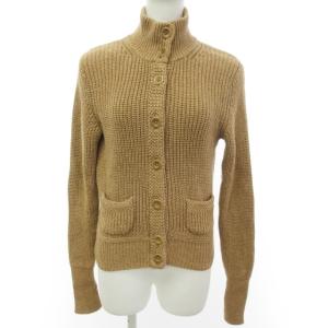 カーディガン ニット セーター 長袖 コットン スタンドカラー ブラウン系 M RRR 1030