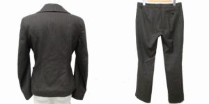 agnes b. セットアップ パンツスーツ ウール ストライプ ストレッチ 総裏 3B グレー 38