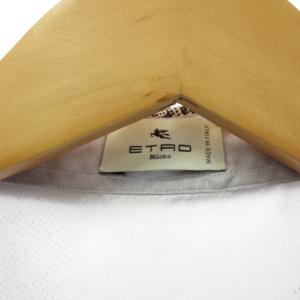 ETRO 近年モデル ヒョウ柄 豹プリント シルクシャツ 比翼 イタリア製 長袖 グレー