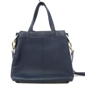 COLE HAAN GRANDSERIES 2WAY ショルダーバッグ ハンドバッグ レザー ゴールド金具 ネイビー