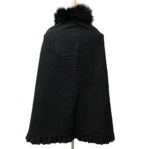 LANVIN コレクション COLLECTION ポンチョ 襟フェイクファー フリル ギャザー 黒 ブラック 1120