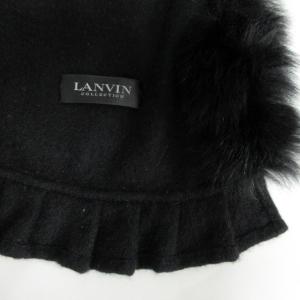 LANVIN コレクション COLLECTION ポンチョ 襟フェイクファー フリル ギャザー 黒 ブラック 1120