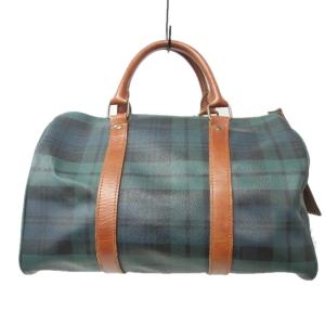 POLO RALPH LAUREN ブラックウォッチ ミニボストンバッグ ハンドバッグ チェック 切替 レザー 緑 グリーン 系 RRR 1119