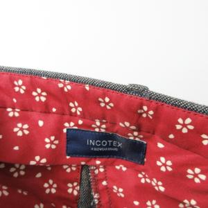 INCOTEX コットンパンツ スラックス ウール混 ストライプ ストレッチ 灰 グレー 系 52 L RRR 1115