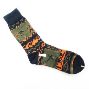 sacai × Dr.Woo タグ付 SOCKS デザイン ハイソックス 靴下 総柄 カーキ