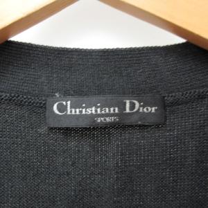 Christian Dior SPORT ヴィンテージ ニット ベスト ジレ コットン セーター ロゴ刺繍 黒 ブラック L 1209