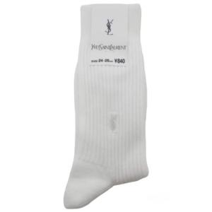 YVES SAINT LAURENT リブハイソックス 靴下 18足セット ワンポイントロゴ 刺繍 ホワイト