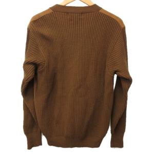 POLO RALPH LAUREN ヴィンテージ ラムレザー切替 ウール カーディガン リブニット ジャケット くるみボタン 長袖 ブラウン 茶 L 1209