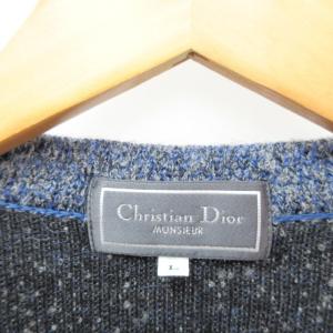 Christian Dior MONSIEUR ヴィンテージ ニットカーディガン ウール アルパカ混 Vネック ネイビー