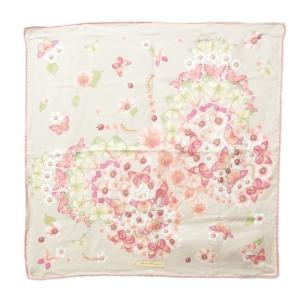 ミニスカーフ チーフ シルク 総柄 ベージュ