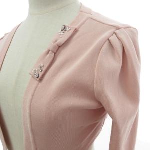 René カーディガン ボレロ ニット 羽織 リボン ビジュー 長袖 ピンク 34