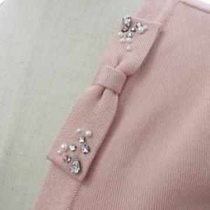 René カーディガン ボレロ ニット 羽織 リボン ビジュー 長袖 ピンク 34