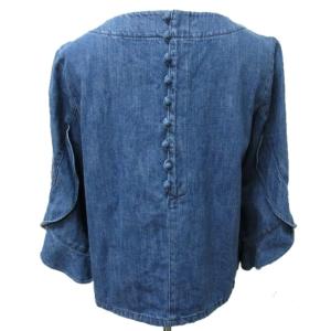 ADORE デニム シャツ カットソー ブラウス 長袖 フリル インディゴブルー 38