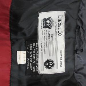 DIESEL ダウンジャケット テフロン社 ダウンコート フード収納有 レザーワッペン ブラック