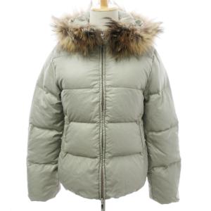 ファー付 ADHALA ダウンジャケット ダウンコート 国内正規 フーディー グレー ベージュ 40 約L 1205 IBO31