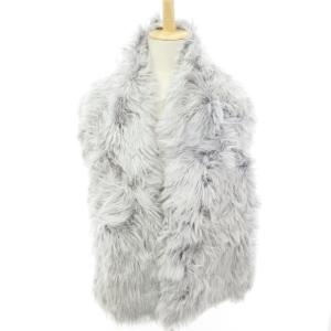 Emilio Pucci アルパカファー×シルク マフラー ストール ショール 毛皮 裏地総柄 グレー