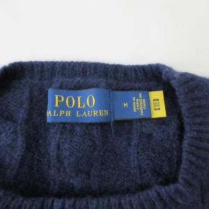 POLO RALPH LAUREN ニット セーター 長袖 ケーブル ウールカシミヤ カシミヤ混 ネイビー