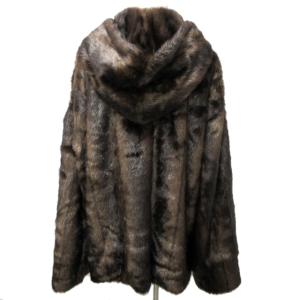 CLANE 美品 近年 HOOD FUR COAT フードファーコート エコファー ジャケット ロング 茶 ブラウン 2 IBO31 1129