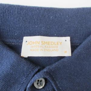 JOHN SMEDLEY ニット ポロシャツ カットソー 半袖 カシミヤ混 コットン ネイビー