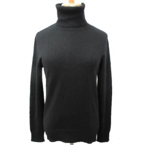 ニット タートルネック カシミヤ混 ウール セーター 無地 国内正規 長袖 ブラック