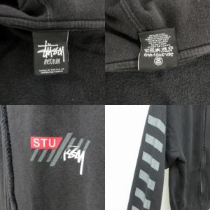 STUSSY パーカー ジップアップ ジャケット フーディー プリント 長袖 ブラック