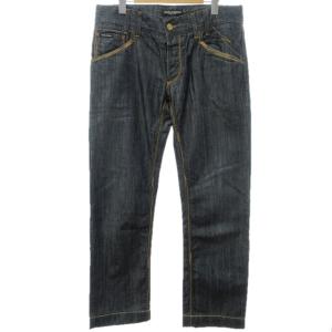 DOLCE&GABBANA 美品 デニムパンツ ジーンズ 14CLASSIC ロゴ金ボタン ボタンフライ G3S7TD ストレート インディゴブルー 46