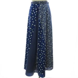 UNITED ARROWS 美品 近年モデル UWSC フラワードットプリント フレアスカート ロングスカート 1524-675-4641 ブルー 青
