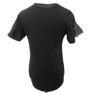 sacai 19年 袖フリル ポケット Tシャツ カットソー 半袖 19-04521 黒 ブラック 1 約S 1210