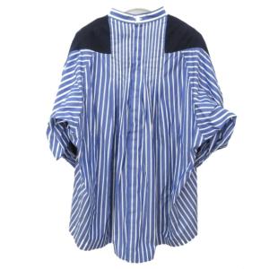 sacai SCW-014 Cotton Knit Pullover ストライプシャツ ネイビー