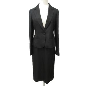 COLLECTION セットアップ スカートスーツ 上下 ウール シルク混 背抜き 1B 黒 ブラック 38 S RRR 1211