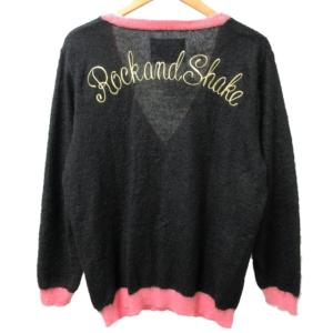 GUILY PARTIES 10AW モヘア ニットカーディガン バックロゴ バイカラー ブラック