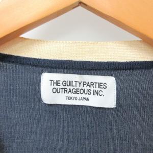 WACKO MARIA GUILTY PARTIES 12SS ニットカーディガン シルク バイカラー 紺 ネイビー ベージュ L 1211
