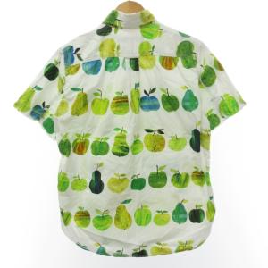 JUNYA WATANABE MAN アーカイブ AD2018 19SS シャツ 半袖 総柄プリント リンゴ柄 アップル柄 ホワイト×グリーン系 白×緑系 XS